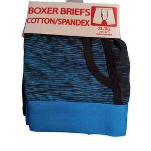 Mens Size XL 40 42 Boxer Briefs Blue Black Stripes Cotton Spandex Stretch NEW